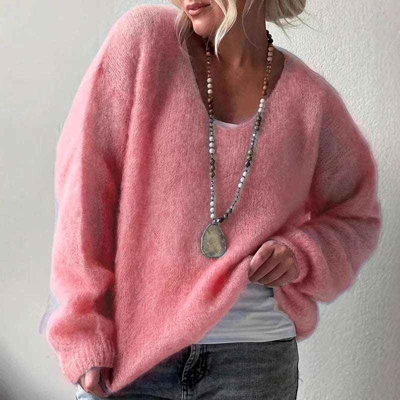 Soft Fluffy Sweater - Oversized V-Neck
