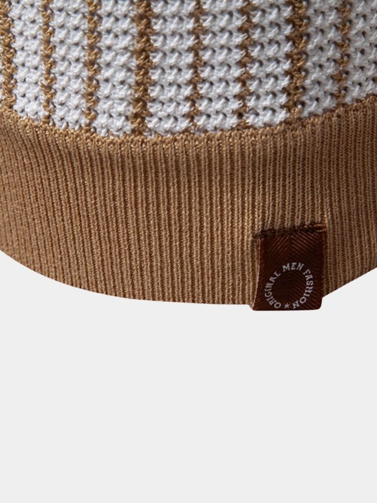 Striped Knit Polo Classic Design