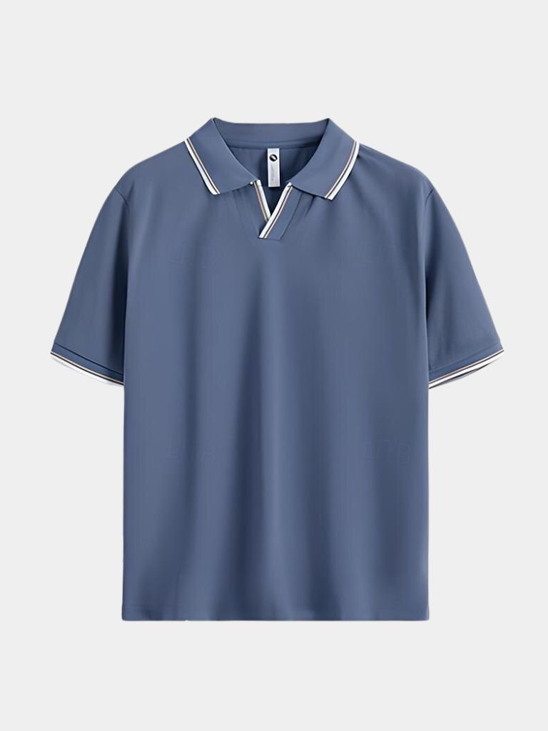 Black V-Neck Polo Classic Elegance