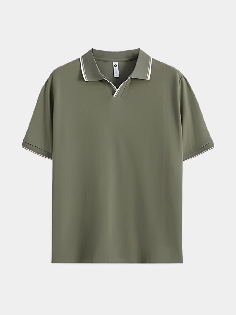 Black V-Neck Polo Classic Elegance