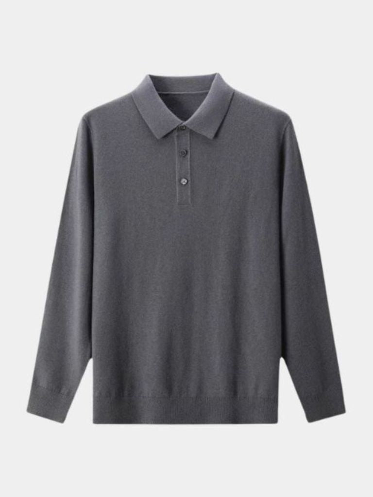 Wool Knit Polo | Classic Button-Up Sweater