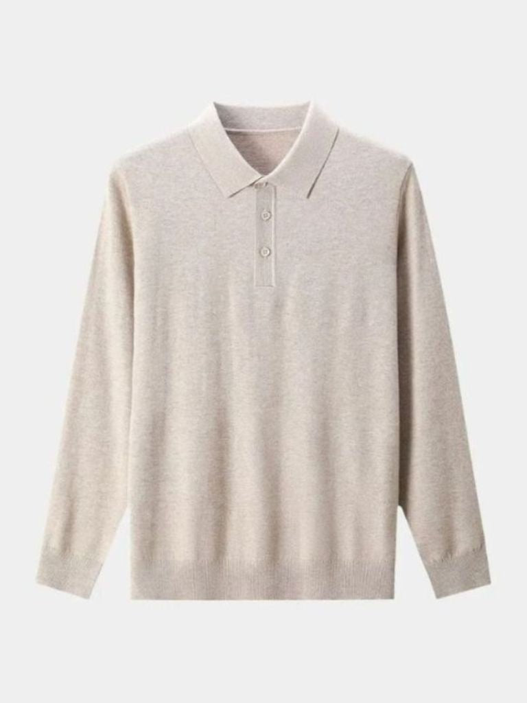 Wool Knit Polo – Classic Button-Up Sweater