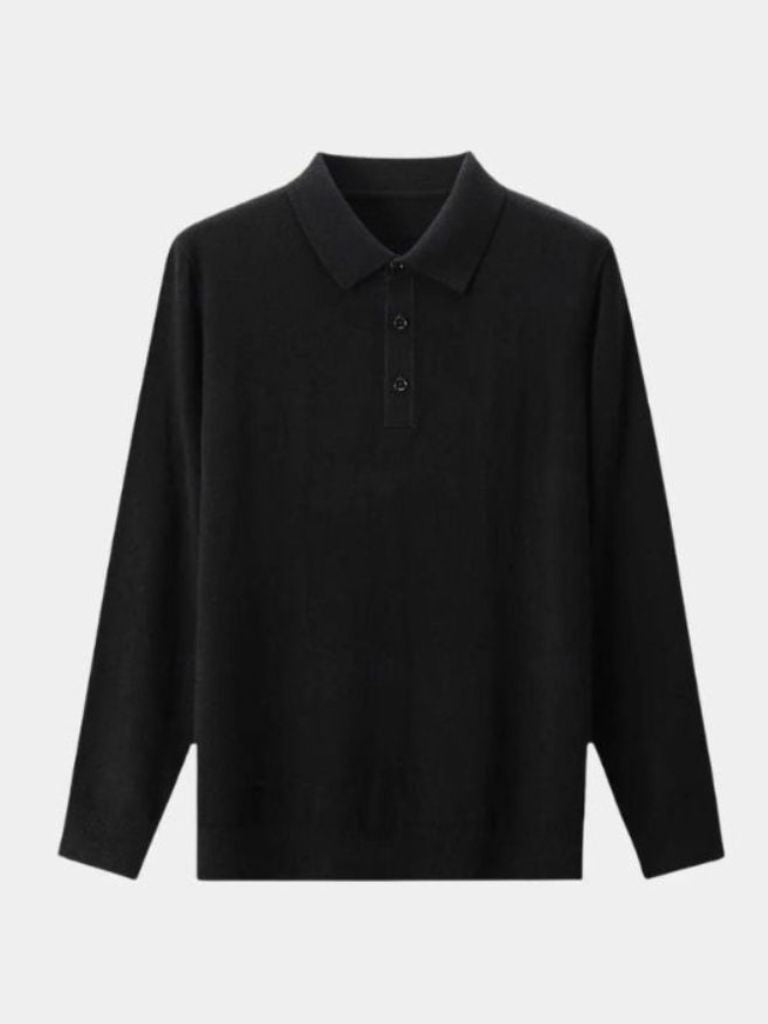 Wool Knit Polo – Classic Button-Up Sweater