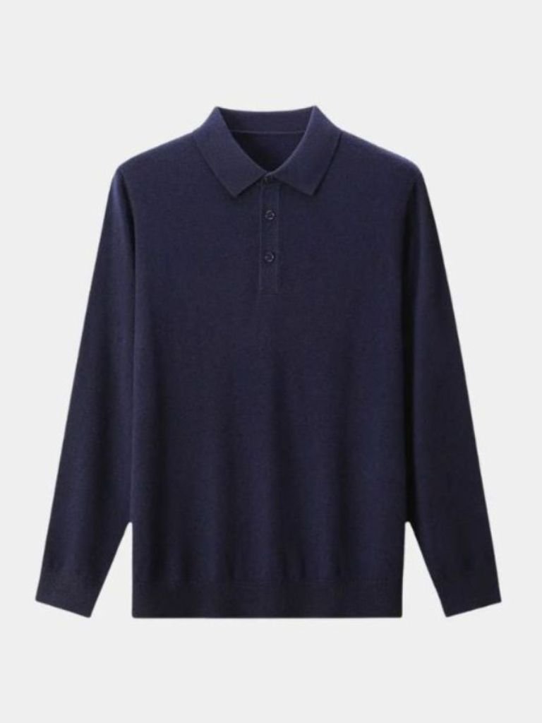 Wool Knit Polo – Classic Button-Up Sweater