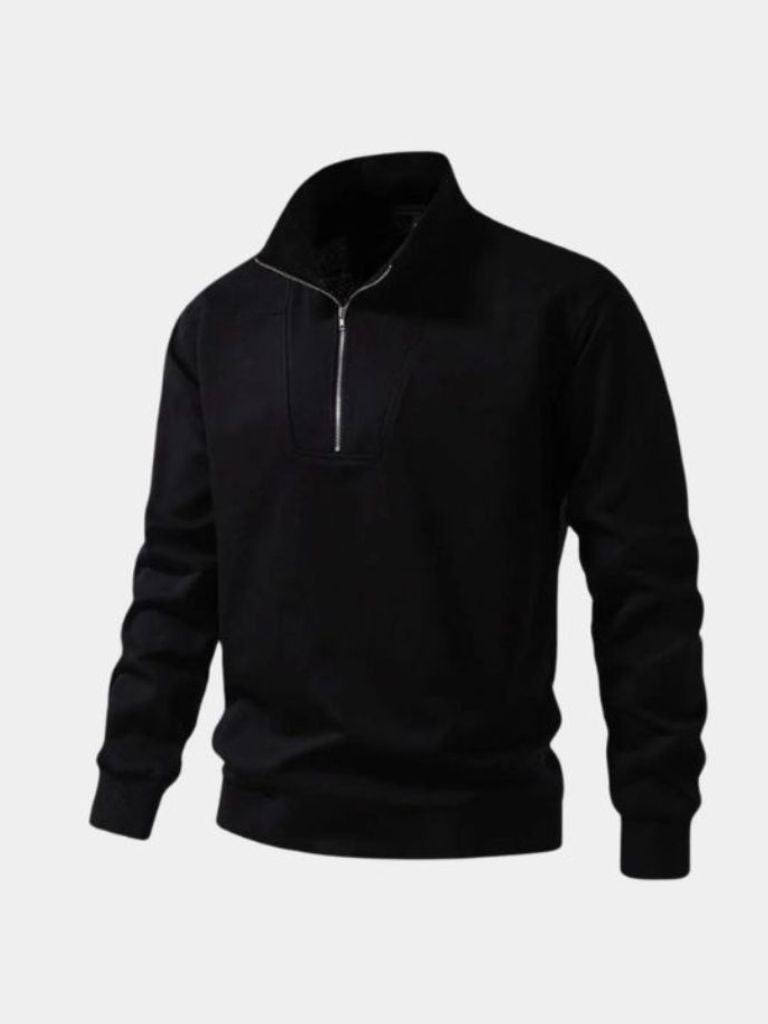 Black Zip-Up Sweatshirt – Oversized Cotton Hoodie