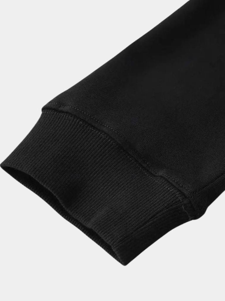 Black Zip-Up Sweatshirt – Oversized Cotton Hoodie