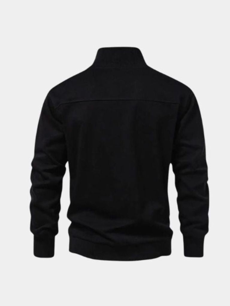 Black Zip-Up Sweatshirt – Oversized Cotton Hoodie