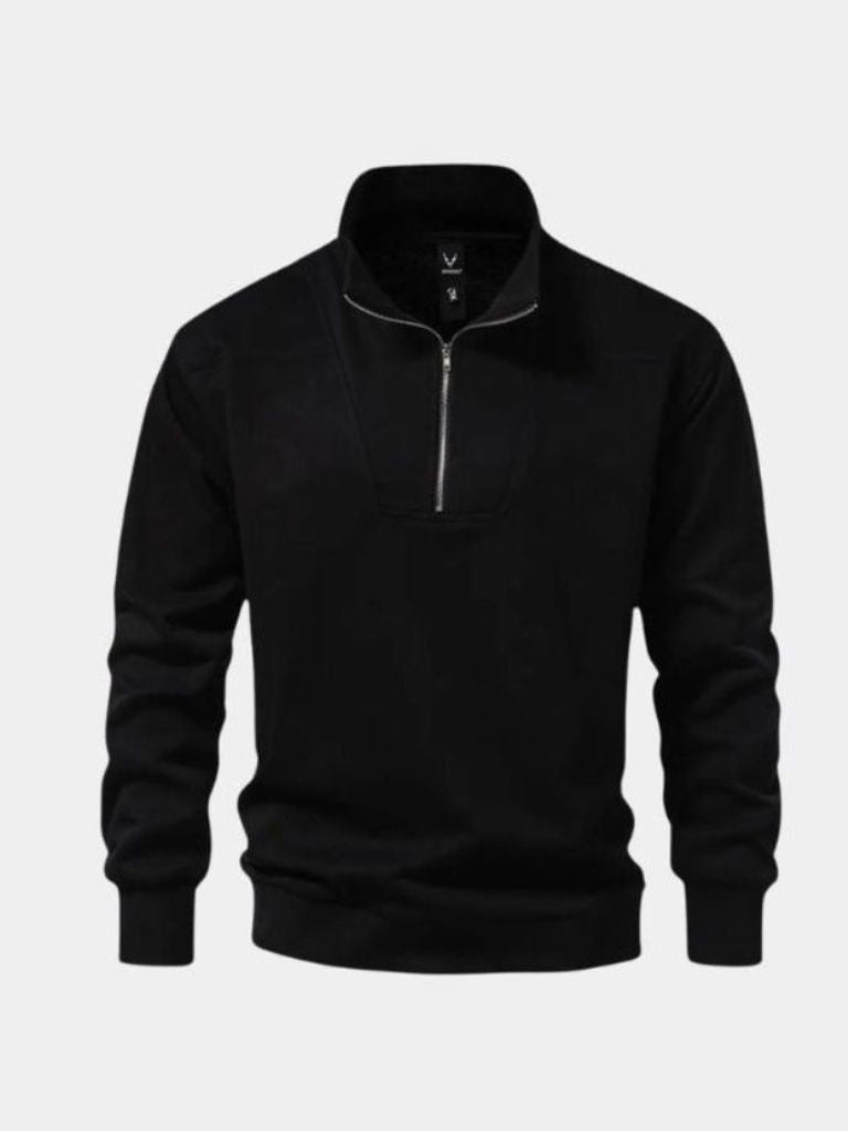 Black Zip-Up Sweatshirt – Oversized Cotton Hoodie